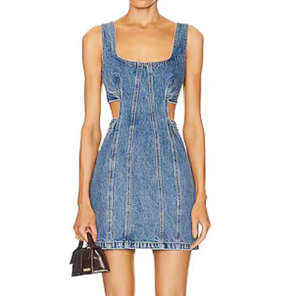 GRLFRND Vivi Cut Out Denim Tank Dress